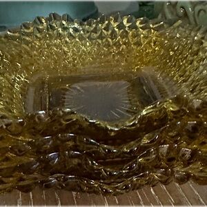 FENTON Set (4) four vintage thumbprint candy bowls amber